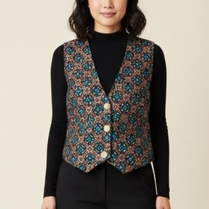 HALSEY COLLECTION | Vintage Multiolored Woven Beaded Vest Sz S